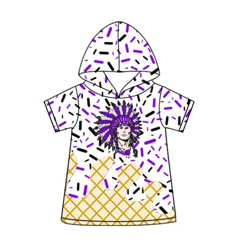(Custom Design Preorder MOQ 5 Each Design) Team's Purple Sprinkles Print Hoodie Top Mom and Me Matching Clothes