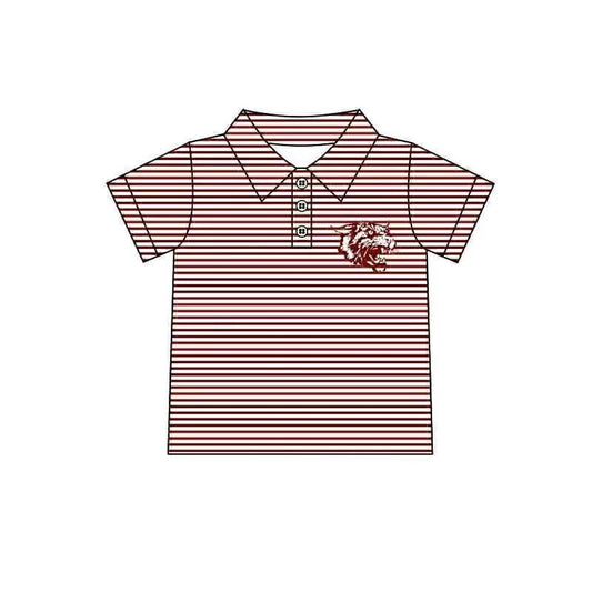(Custom Design Preorder MOQ 5 Each Item)Team's Littlefield Stripes Print Polo Top Mom and Me Matching Clothes