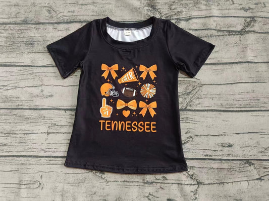 (Custom Design Preorder MOQ 5 )Team's TENNESSEE Bows Print Girls Summer Tee Shirts Top