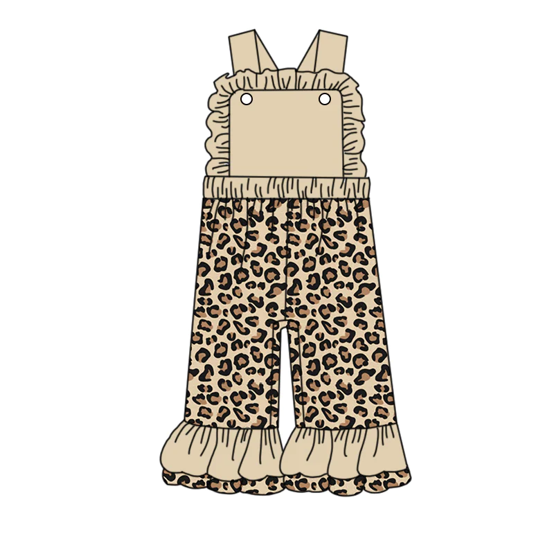 (Custom Design Preorder MOQ 5)Leopard Print Girls Jumpsuits