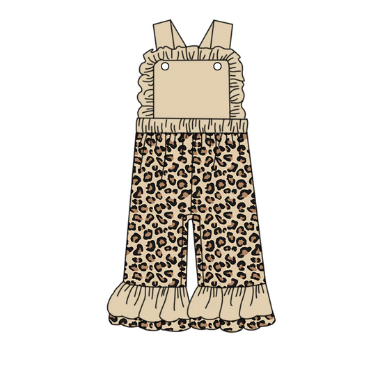 (Custom Design Preorder MOQ 5)Leopard Print Girls Jumpsuits