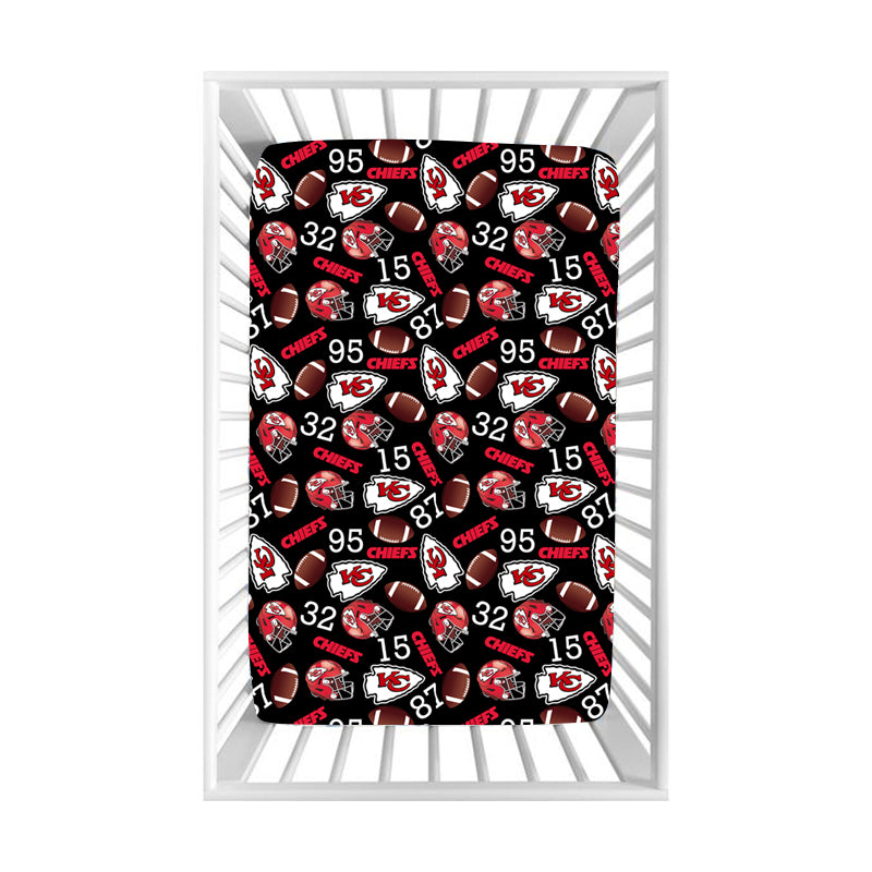 (Custom Design Preorder MOQ 5) Team's KC Black Print Baby Bed Sheets