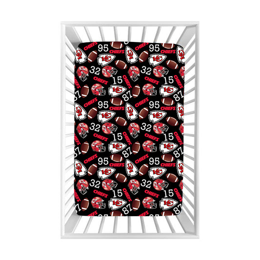 (Custom Design Preorder MOQ 5) Team's KC Black Print Baby Bed Sheets