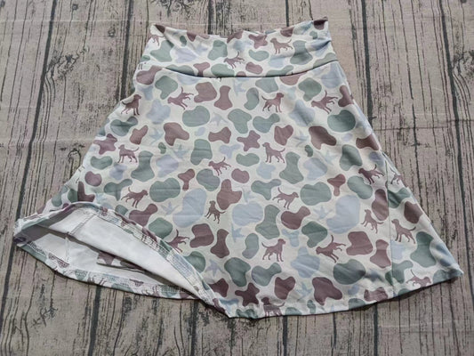 (Custom Design Preorder MOQ 5 Each Item) Dog Duck Green Camo Print Summer Bottom Skirts Shorts Mom and Me Matching Clothes