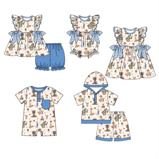 11.28(Custom Design Preorder MOQ 5 Each Design) Cartoon Animals Print Kids Summer Matching Clothes Sibling Wear