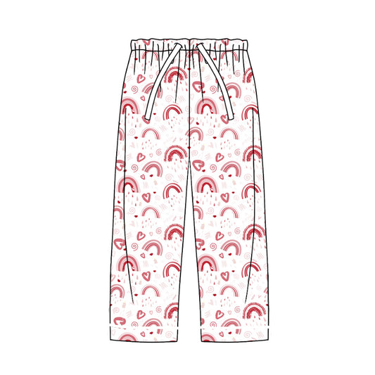 (Custom Design Preorder MOQ 5)   Heart Rainbow Print Adult Valentine's Day Pajamas Pants