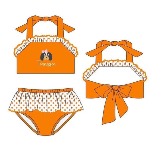 (Custom Design Preorder MOQ 5)  Team's TENNESSEE Print Girls 2 Piece Swimsuits