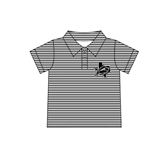 (Custom Design Preorder MOQ 5 Each Item)Team's Forsan Black Stripes Print Polo Top Mom and Me Matching Clothes