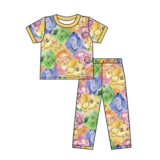 (Custom Design MOQ 5) Cartoon Bear Cute Animals Kids Pajamas Clothes Set