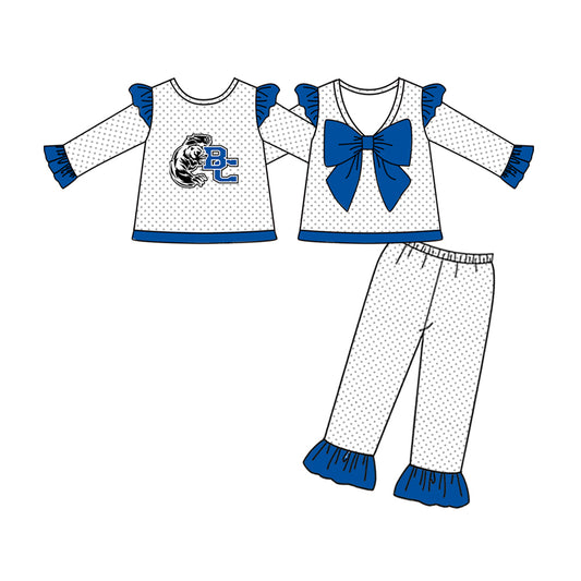 (Custom Design Preorder MOQ 5)  Team's BC Blue Print Girls Fall Clothes Set