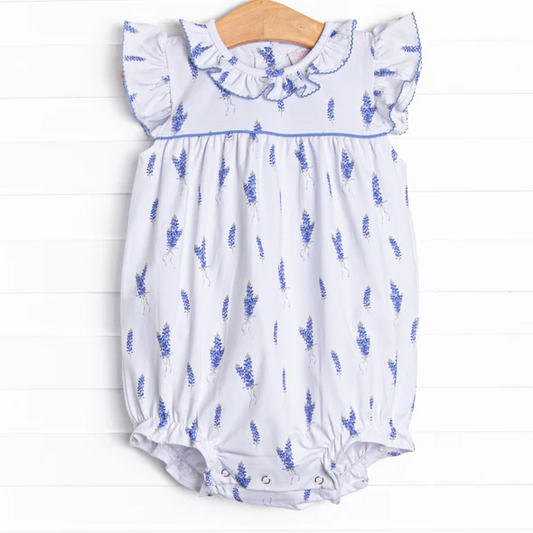 (Custom Design Preorder MOQ 5) Lavender Print Baby Girls Summer Romper