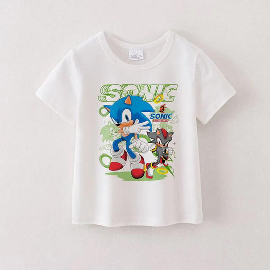 (Custom Design Preorder MOQ 5) Cartoon Soni* Print Boys Summer Tee Shirts Top