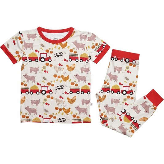 (Custom Design Preorder MOQ 5) Farm Design Boys Pajamas Clothes Set