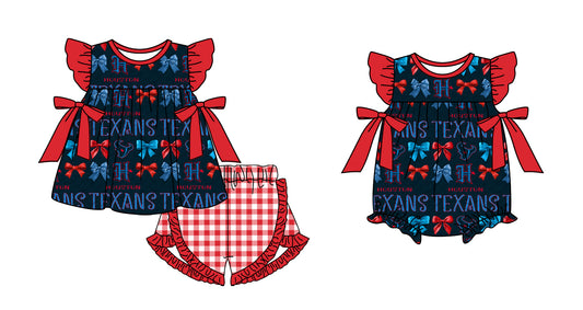 11.14(Custom Design Preorder MOQ 5 Each Design) Team's HOUSTON TEXANS Print Girls Summer Matching Clothes Sisters Wear