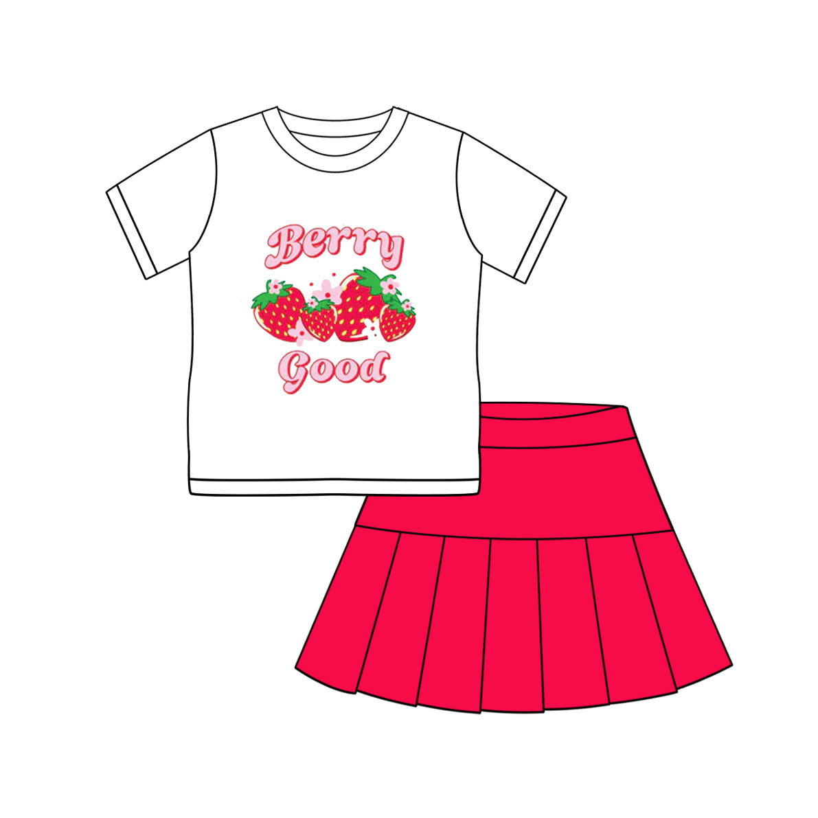 3.7(Custom Design Preorder MOQ 5 Each Design) Berry Good Top Red Shorts Skirts Girls Summer Matching Clothes Sisters Wear