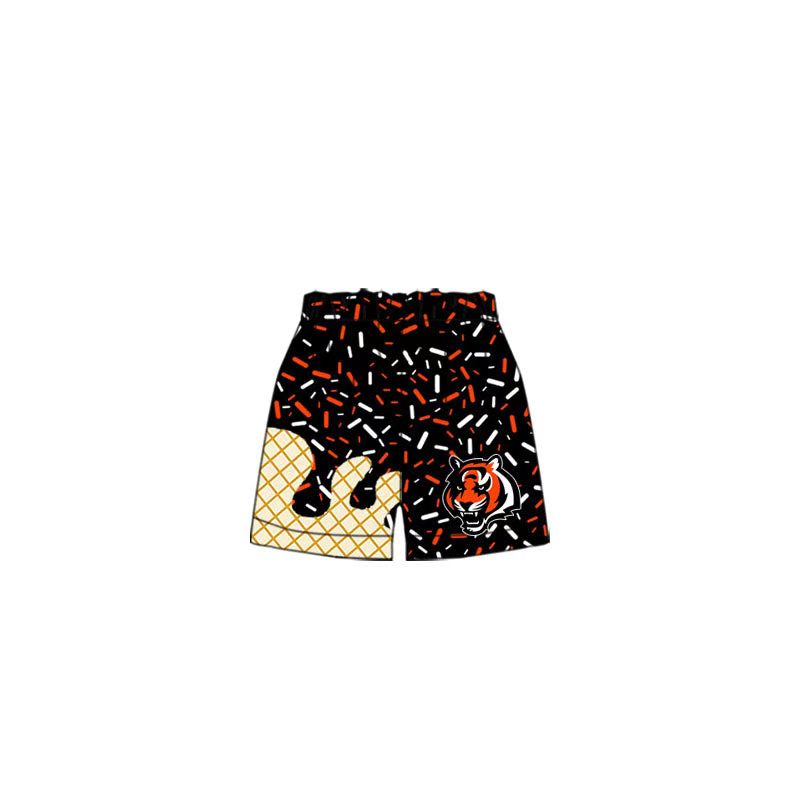 (Custom Design Preorder MOQ 5 Each Item) Team's Tigers Sprinkles Print Summer Bottom Shorts Mom and Me Matching Clothes