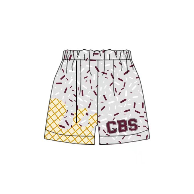 (Custom Design Preorder MOQ 5 Each Item) Team's CBS Sprinkles Print Summer Bottom Shorts Mom and Me Matching Clothes