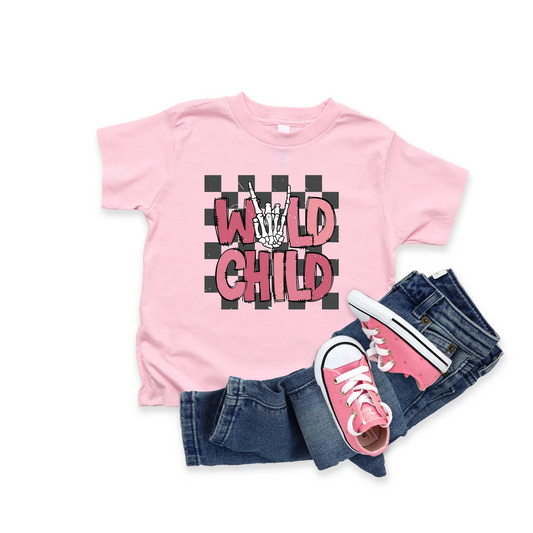 (Custom Design Preorder MOQ 5) Wild Child Print Girls Tee Shirts Top