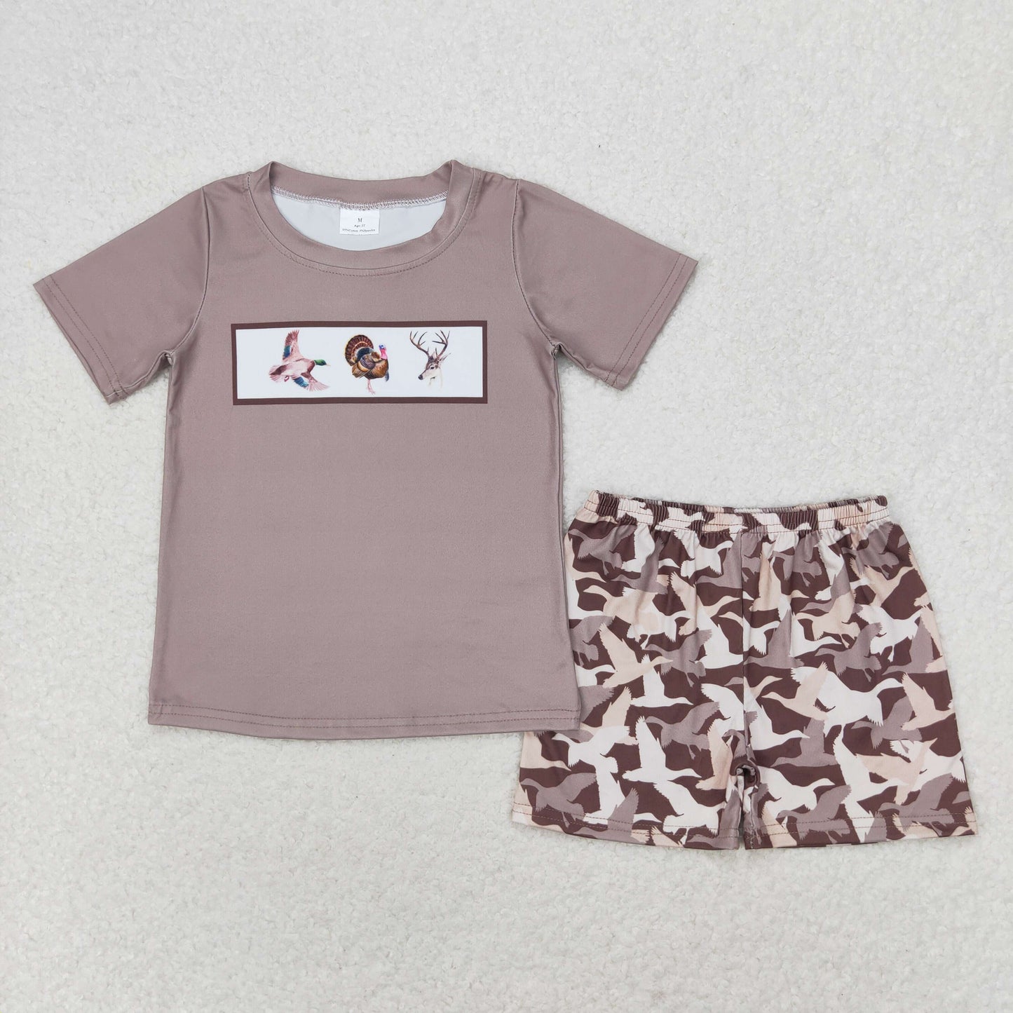 Brown Duck Turkey Deer Print Sibling Summer Hunting Matching Clothes