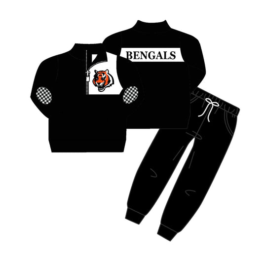 (Custom Design Preorder MOQ 5) Team's Tiger BENGALS Top Black Pants Boys Fall Clothes Set