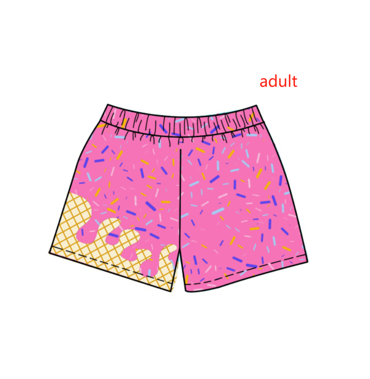 (Custom Design Preorder MOQ 5) Team's Pink Sprinkles Print Adult Summer Bottom Shorts