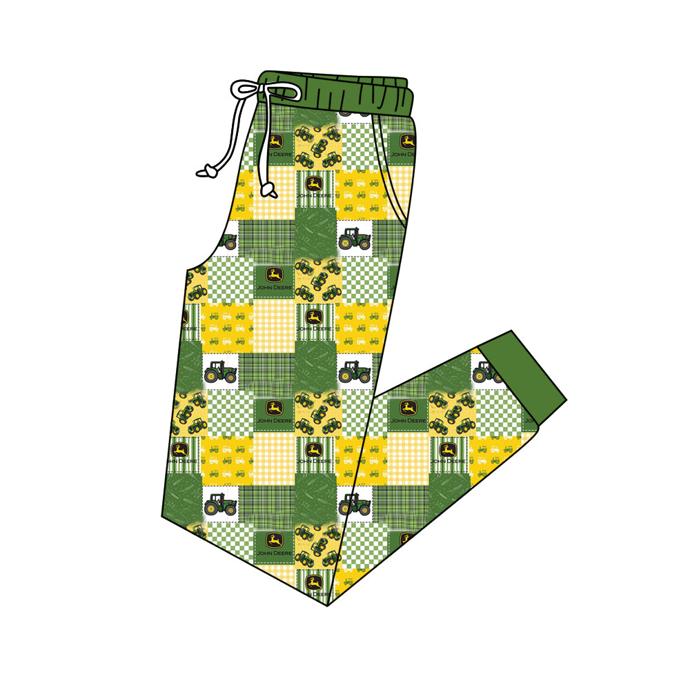 (Custom Design Preorder MOQ 5)  Adult Green Tractors Print Woman Pajamas Pants