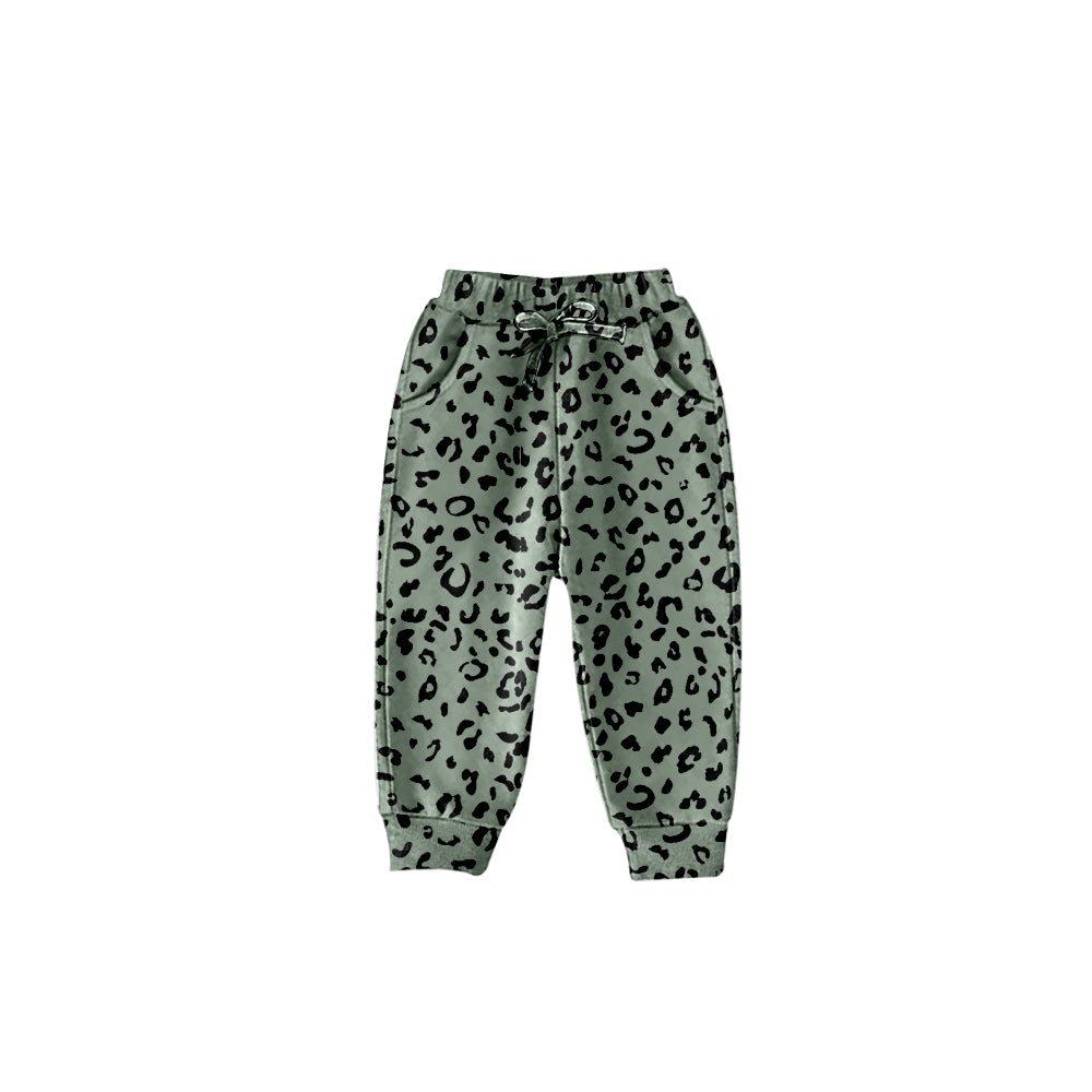(Custom Design Preorder MOQ 5) Green Leopard Print Girls Pants