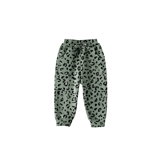(Custom Design Preorder MOQ 5) Green Leopard Print Girls Pants