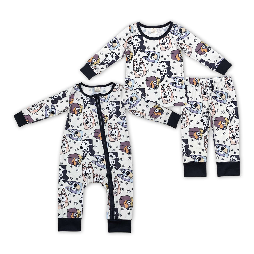 Cartoon Dog Stars Print Brothers Fall Bamboo Matching Pajams Clothes