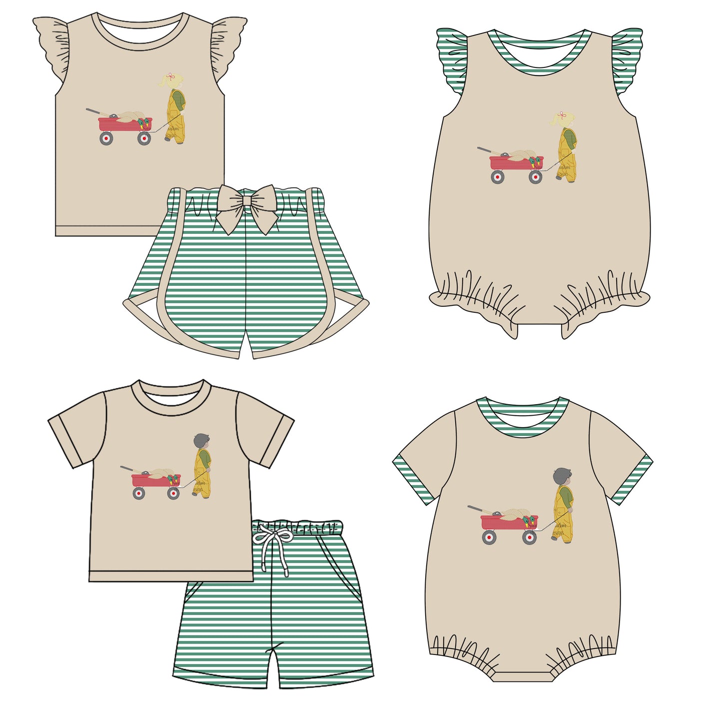 11.28(Custom Design Preorder MOQ 5 Each Design) Duck Print Kids Summer Matching Clothes Sibling Wear