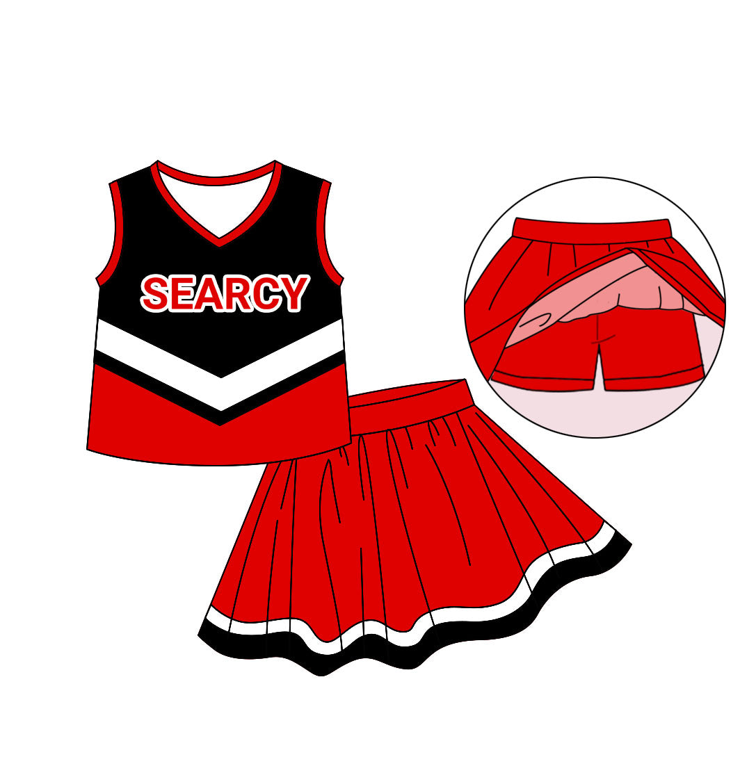 (Custom Design Preorder MOQ 5) Team's SEARCY Print Shorts Skirts Girls Summer Clothes Set