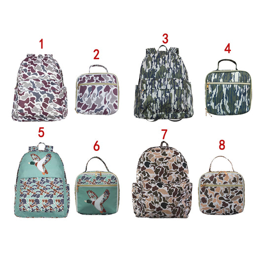 Camo Print Kids Go to School Bags Backpack Lunch Boxes