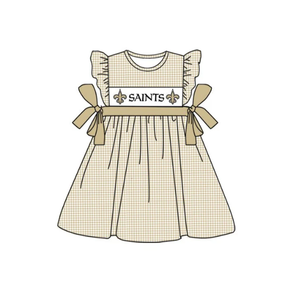 (Custom Design Preorder MOQ 5) Team's SAINTS Print Girls Knee Length Summer Dress