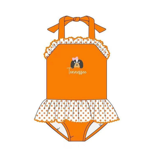 (Custom Design Preorder MOQ 5)  Team's Tennessee Print Girls 1 Piece Swimsuits