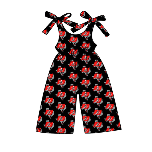 (Custom Design Preorder MOQ 5 ) Team's BUCCANEERS Black Print Girls Summer Jumpsuits