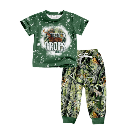 (Custom Design Preorder MOQ 5) DROPS Deer Branch Camo Print Boys Hunting Clothes Set