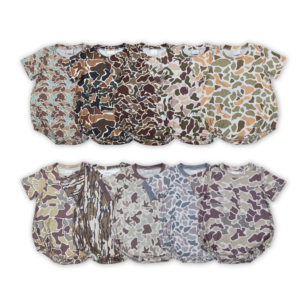 10 Colors Camo Print Baby Summer Bubble Romper Sibling Wear