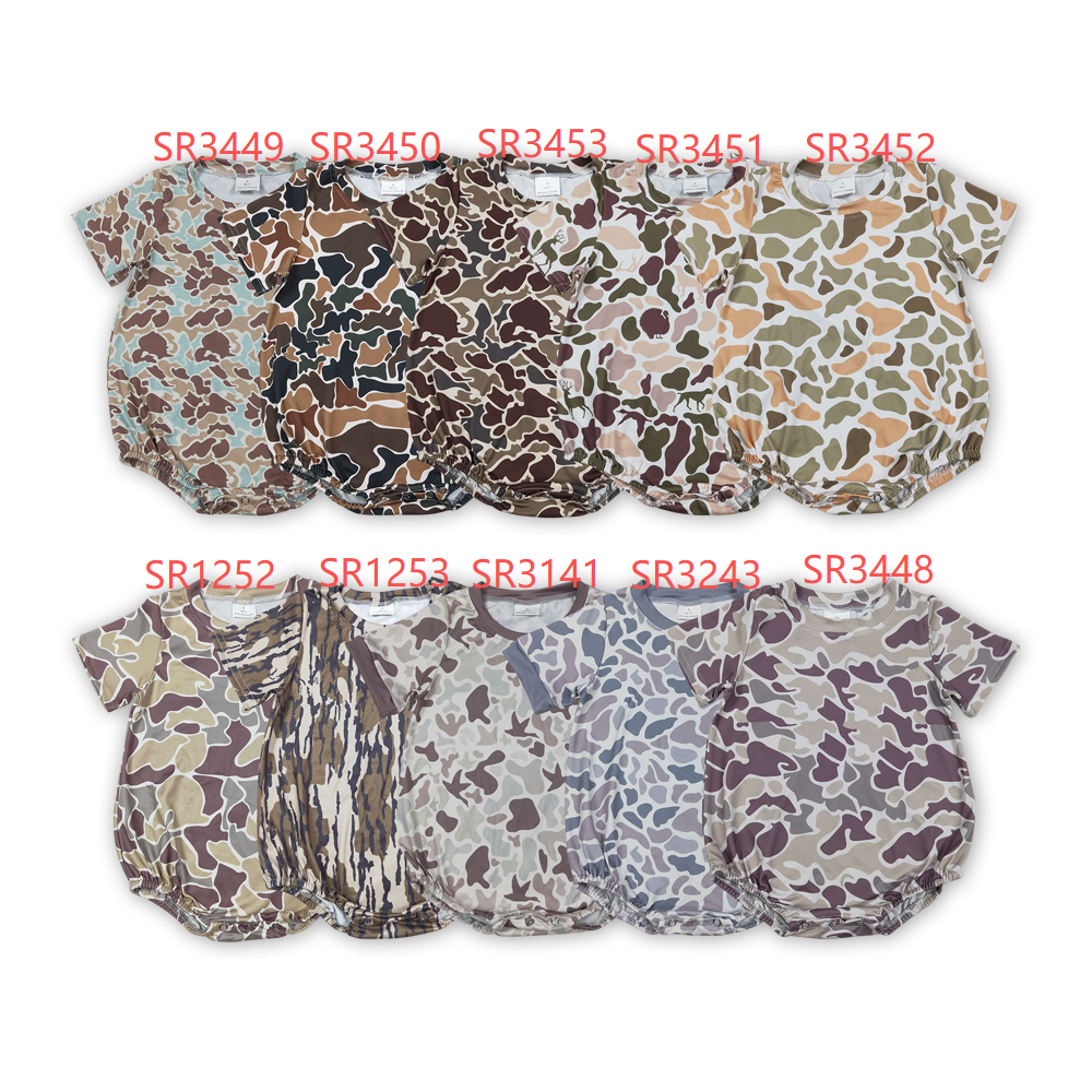 10 Colors Camo Print Baby Summer Bubble Romper Sibling Wear