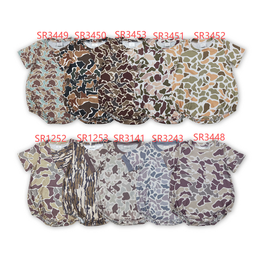 10 Colors Camo Print Baby Summer Bubble Romper Sibling Wear