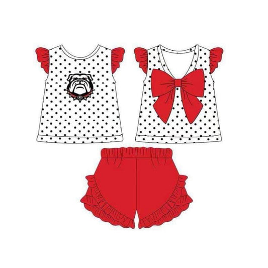 (Custom Design Preorder MOQ 5)  Team's Dog G Print Girls Summer Clothes Set