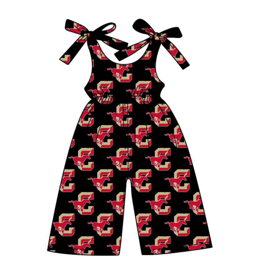 (Custom Design Preorder MOQ 5 ) Team's C Horse Print Girls Summer Jumpsuits
