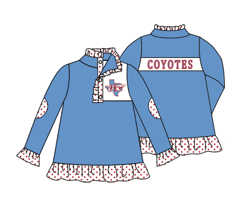 (Custom Design Preorder MOQ 5 ) Team's TX BC COYOTES Print Girls Pullover Tee Shirts Top