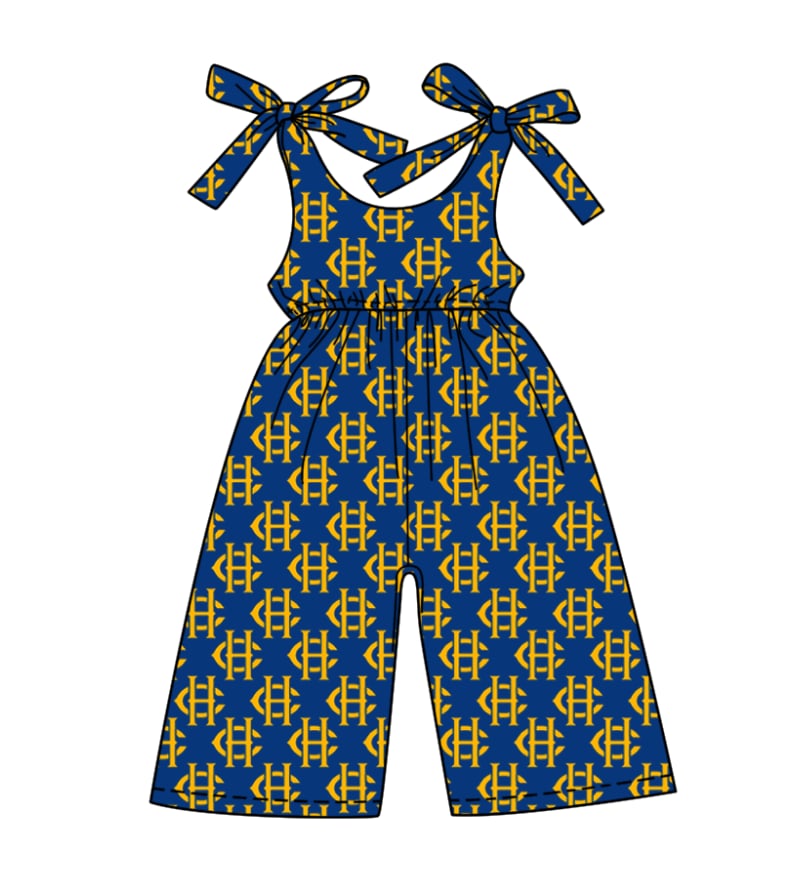 (Custom Design Preorder MOQ 5 ) Team's CH Print Girls Summer Jumpsuits