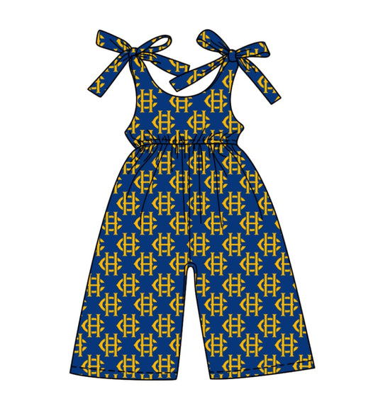 (Custom Design Preorder MOQ 5 ) Team's CH Print Girls Summer Jumpsuits