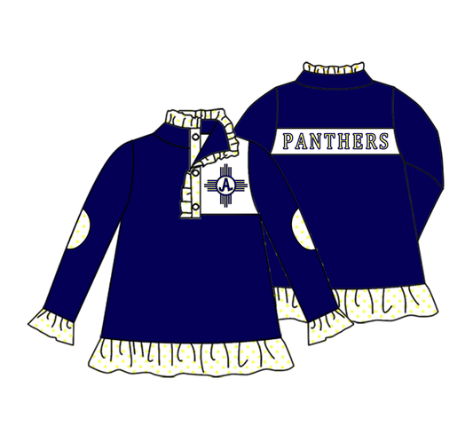 (Custom Design Preorder MOQ 5 ) Team's PANTHERS Print Girls Pullover Tee Shirts Top