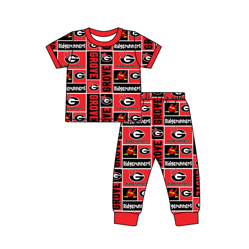 (Custom Design Preorder MOQ 5)  Team's GROVE Plaid Print Kids Pajamas Clothes Set