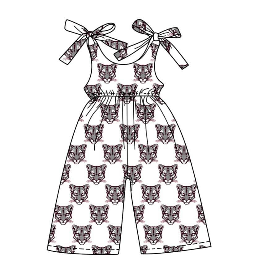 (Custom Design Preorder MOQ 5 ) Team's WildCat Print Girls Summer Jumpsuits
