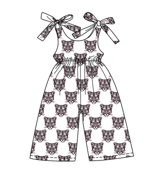 (Custom Design Preorder MOQ 5 ) Team's WildCat Print Girls Summer Jumpsuits