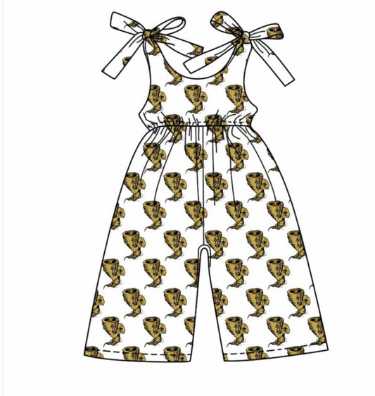 (Custom Design Preorder MOQ 5 ) Team's Lamesa ISD Print Girls Summer Jumpsuits