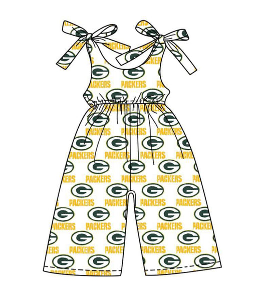 (Custom Design Preorder MOQ 5 ) Team's G PACKERS Print Girls Summer Jumpsuits